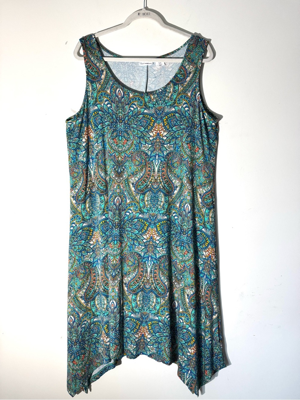 Lucky Brand Teal Paisley Tank Knit Midi dress 1X - Picture 2 of 9